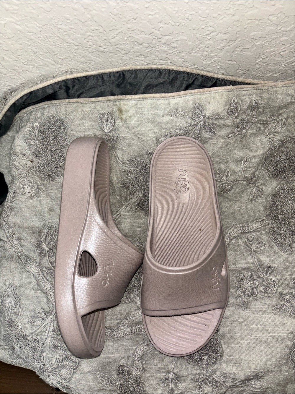 NWOT Ryka Rose Gold Slide Sandals - Lightweight Comfort